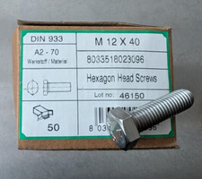 100 stück SECHSKANT SCHRAUBEN M 12x40 mm  Edelstahl A 2 NEU