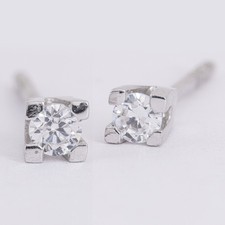 3,0 mm ø - Solitaire Brillant 0,12 ct. Diamant Ohrstecker Weißgold 585/14K