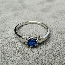 Ring versilbert Blau Stein Größe 49 Damen Schmuck klassisch