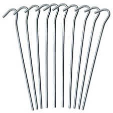 10 STÜCK Zelthering 18cm Stahl verchromt Erdnägel Tent Pegs Zeltnägel Zelthaken
