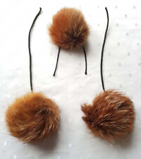 3x FUCHS Pelz BOMMEL Mütze 3er SET echt FELLBOMMEL Pelzbommel Echtfell Pompon 