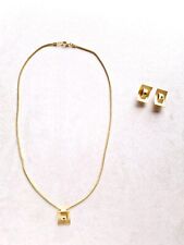 Vintage 70er Schmuckset Halskette Ohrringe vergoldet Eckig Retro Geometrisch