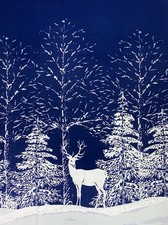 Stoff Sommersweat Panel Hirsch