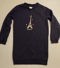 Vertbaudet Long Pullover Thermokleid 128 dunkelblau Eifelturm Motiv Langarm