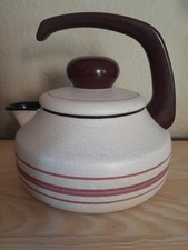 Silit Vintage Emaille Wasserkocher, Kessel, rote Streifen