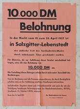 Museal ! Plakat 1957 Schändung Friedhof Jammertal zu Hitler Geburtstag 20. April