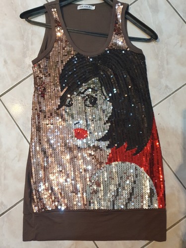 Glitzer shirt m gesicht - s/m,