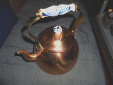 Kupferkessel Wasserkessel Porzellangriff rund Vintage Deko Küche