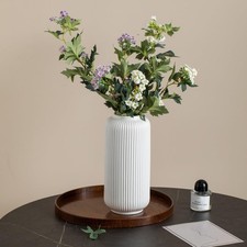 Moderne gerippte vase weiß - vase, 25