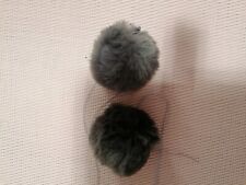 2 neue dunkelgraue Kunstfell Bommeln, Pompom, z.B.: für Mützen ca. 3,5 - 4 cm