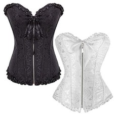 hochwertige Vollbrust Corsage Korsett Corsagentop schwarz weiss Üb Vakuumbeutel