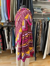 Dreiecktuch gerundet Handstrick XXL Muster Schurwolle Mohair lila gelb