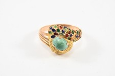 Q43C50- Gold 750 18kt und 585 14kt Ring mit Türkis und Email 