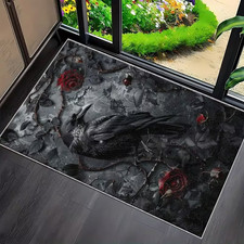 Fußmatte Rabe Rose Gothic S/W