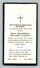 Sterbebild Alois Dillinger 1953 Siegenburg Kelheim Abensberg Regensburg