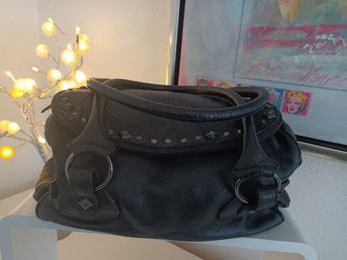 Ledertasche schwarz mit nieten - ledertasche,