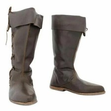 Mittelalter Knielange Stiefel Leder Renaissance Schuhe Sca Larp Pirat Cosplay