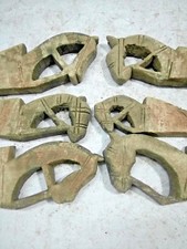 Antik Alt Holz Lang Tribal 6 Pferd Gesicht Schnitzerei Block Wand Dekor Haken