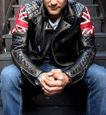 Herren Biker Gesteppt Vintage Motorrad Distressed Brown Cafe Racer Lederjacke