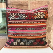 Kelim Kissenhülle 60x60 cm handgewebt Sitzkissen vintage Boho Teppich Kilim