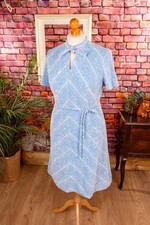 Vintage orig 70er Kleid Frottee blau Streifen Disco Hauskleid 46