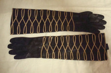 roeckl lange Leder Handschuhe Damen, schwarz/braun, Größe 7, neu