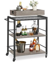 Servierwagen mit abnehmbarem Tablett abschließbarer Rollenwagen Küchenregal 