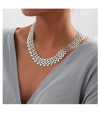 Collier Kette Damen  Gliederkette Breit  Halskette