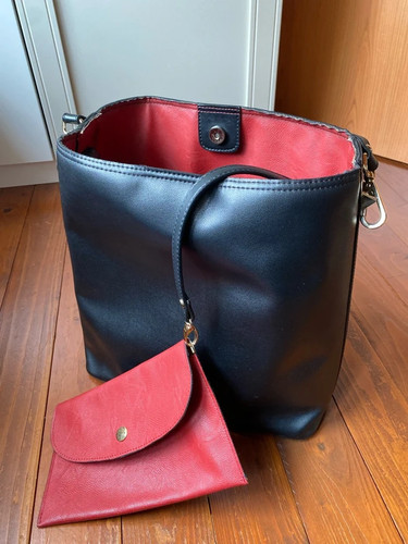 Handtasche set schwarz rot - schwarz,