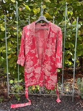 Offener Longcardigan Kimono Peruvian Connection Gr. M, rot-beige, Baumwolle