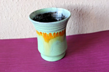 Art Deco Keramik Vase grün Laufglasur Studiokeramik Vintage