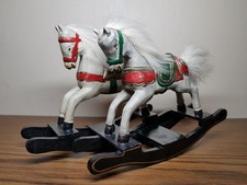 2 Schaukelpferde ★ Holz ★  mit Echtfell ★ Vintage / alt ★ Weihnachten ★ Deko