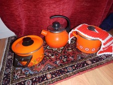 Vintage 2x Kochtopf Wasserkocher Orange