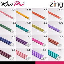 KnitPro Zing Sockenstricknadeln 2 Längen 15cm 20cm Nadelspiel  16 Größen