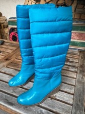 Stylische Flip Flop Winterstiefel 39, türkis, mit Keilabsatz, Wedges, gefüttert