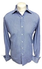 SAVOY TAYLORS Guild Hemd Größe 16,5 42 cm Herren Blau Streifen Langarm Baumwolle