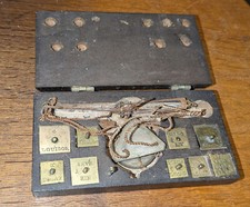 Rarität antik Münz Gold Waage um 1800 komplett Holzkasten Münzwaage