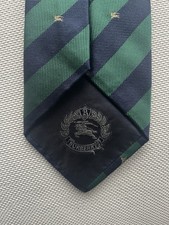 Burberrys of London Krawatte – Grün Navy  – Crest Wappen – Vintage – Reiter Logo