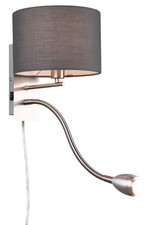 TRIO Wandleuchte Hotel 271170211 Nickel matt, Schirm grau, 1 x 3,1W LED, 310 lm