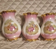 3x Kleiber Porzellan Vase 12 cm, 22 Karat Goldauflage Motiv  Fragonard, Auswahl