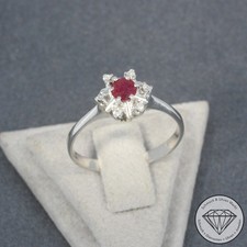 Wert 290 € Diamant Rubin Ring 333 8 Karat Weiß Gold xxyy