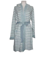 BADEMANTEL MANTEL MORGENMANTEL EISBLAU NATUR GESTREIFT  WEWOFASHION Gr. M NEU