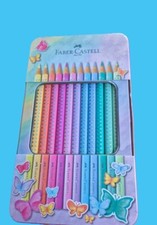 FABER-CASTELL 201910 - DREIKANT-BUNTSTIFTE SPARKLE PASTELL, 12er METALL-ETUI
