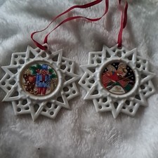 Hutschenreuther SCHMUCKSTERNE Nussknacker/Lokomotive und Engel 2 Stück