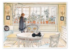 Poster Blumen auf der Fensterbank - Carl Larsson