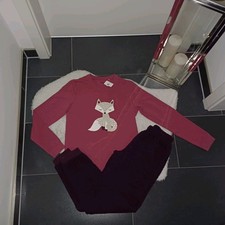 Neu Schlafanzug XS 158-164 Teddyfellhose beerenton lila Schlafshirt Fuchs Top