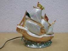 50er 60er Rauchverzehrer Segelschiff beleuchtet Porzellan 50s 60s Vintage