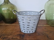 A3682 Kleiner Oliveneimer | Eisenkorb | Olivenkorb | olive bucket Zinkwanne OVAL