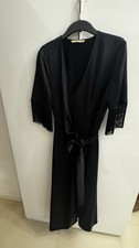 NEU Orig PENNYBLACK Wickelkleid 40 Schwarz Fransen Lang Sexy Dekolleté Edel Gürt