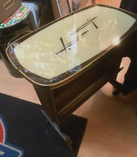 50er 60er Servier Tisch Zeitungswagen Kommode Glasplatte Mid Century table braun